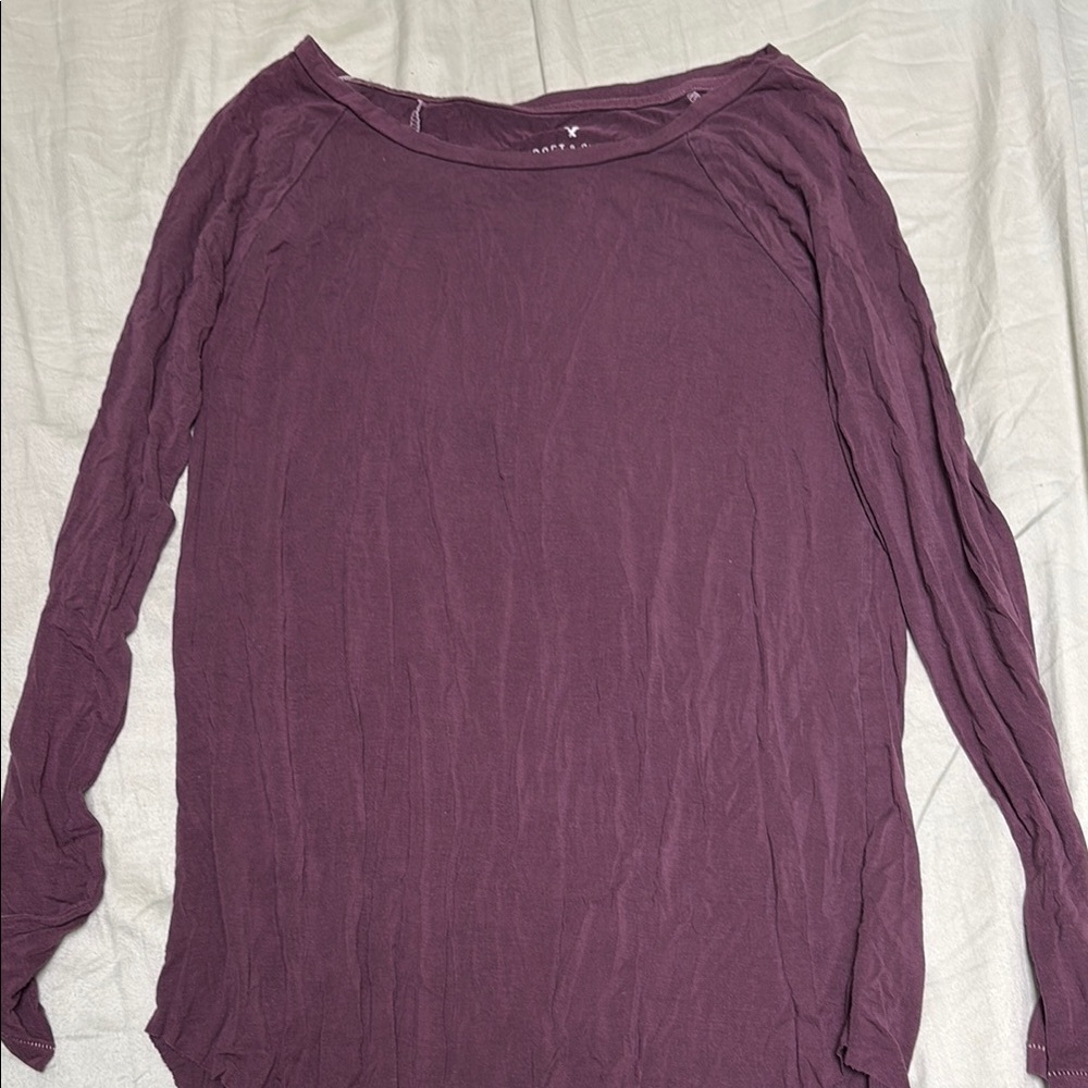 American Eagle Outfitters Purple Relaxed Long Sleeve Blouse